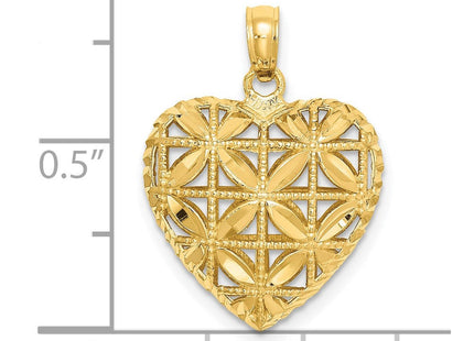 14K Polished 3-D Puffed Heart Pendant (Style K2506)