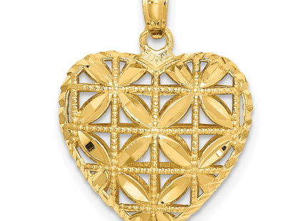 14K Polished 3-D Puffed Heart Pendant (Style K2506)