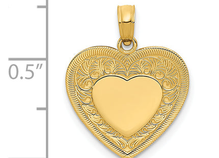 14K Polished Heart Pendant, 21 x 16mm