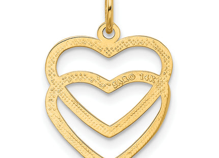 14K Polished Double Heart Pendant, 22 x 15mm