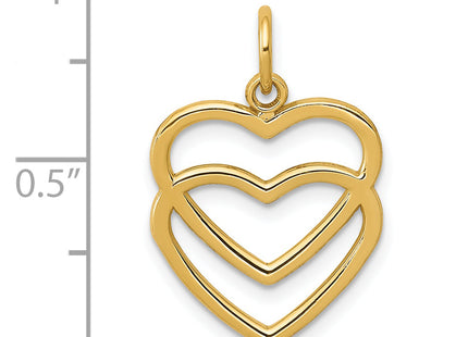 14K Polished Double Heart Pendant, 22 x 15mm