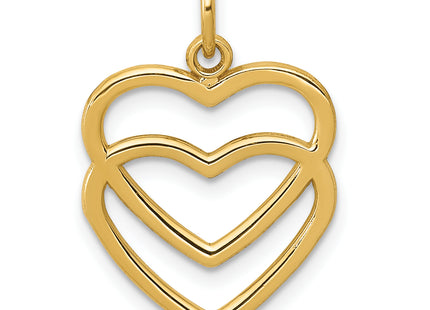 14K Polished Double Heart Pendant, 22 x 15mm