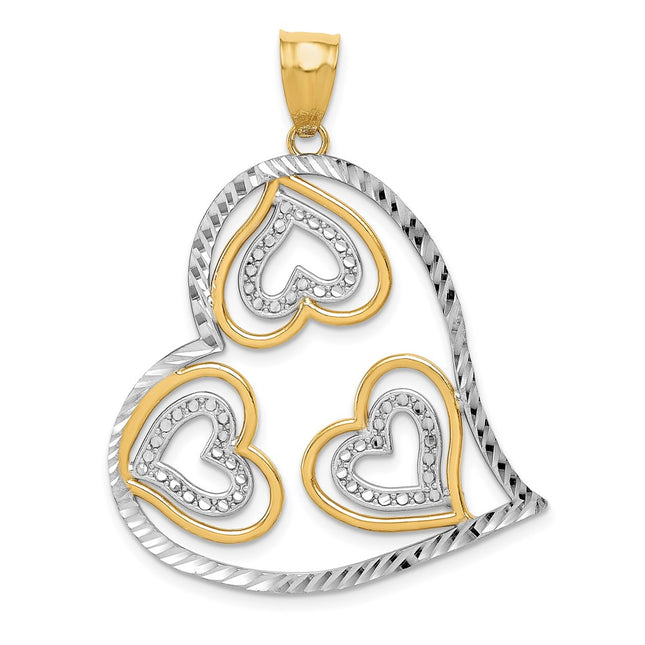 14k Yellow & Rhodium Pendants Style K2553 - Classique Jewelry Inc.
