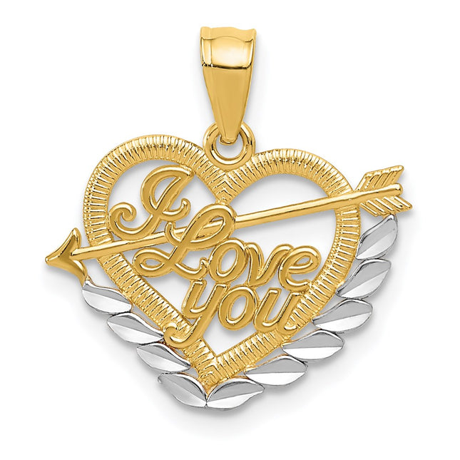 14k Yellow & Rhodium Pendants Style K2577 - Classique Jewelry Inc.