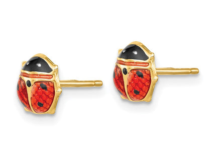14k Enameled Ladybug Earrings (Style K262)