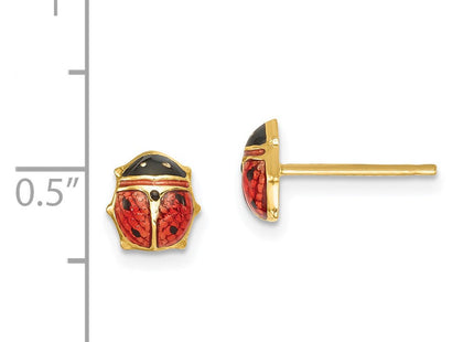 14k Enameled Ladybug Earrings (Style K262)