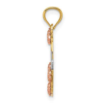 14K Two-tone w/White Rhodium Mom Heart Pendant, 21 x 18mm