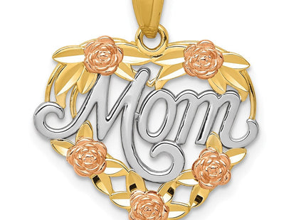 14k Two-tone w/White Rhodium MOM Heart Pendant (Style K2657)