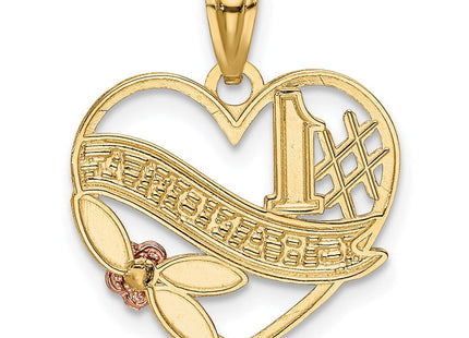 14K gold heart pendant, another view