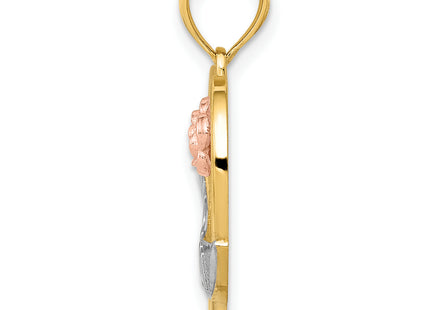 14k Two-tone w/White Rhodium Grandma Heart Pendant, 22 x 19mm
