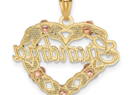 14k Two-tone w/White Rhodium GRANDMA Heart Pendant (Style K2680)