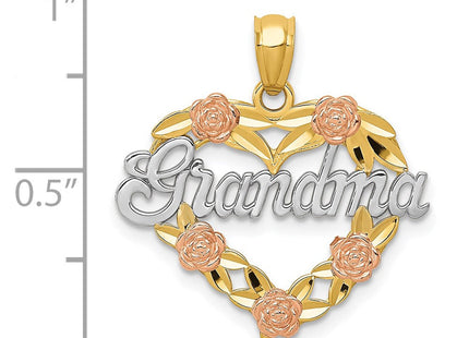 14k Two-tone w/White Rhodium GRANDMA Heart Pendant (Style K2680)