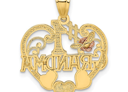 14K gold heart pendant, another view
