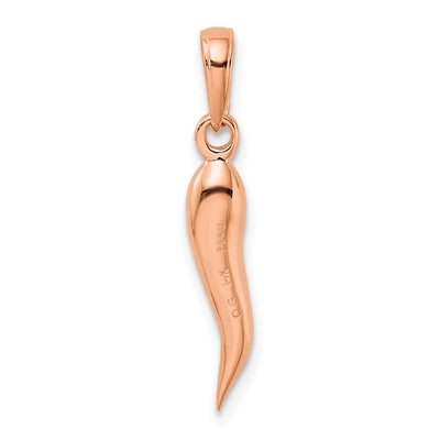 14K Rose Gold Medium 3D Italian Horn Pendant