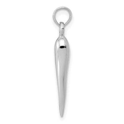 14K White Gold Medium 3D Italian Horn Pendant