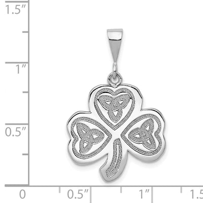 14K White Gold Trinity Clover Pendant