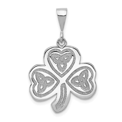 14K white gold clover pendant
