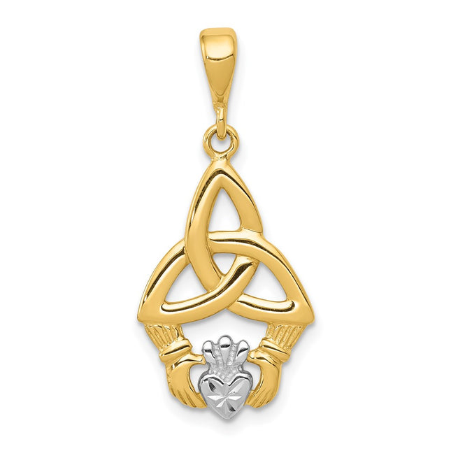 14k Yellow & Rhodium Pendants Style K2744 - Classique Jewelry Inc.
