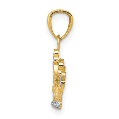 14K and Rhodium Crown Pendant