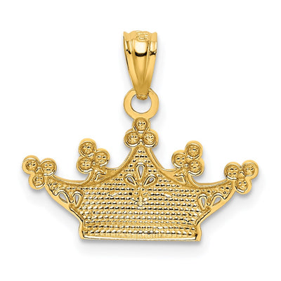 14K and Rhodium Crown Pendant