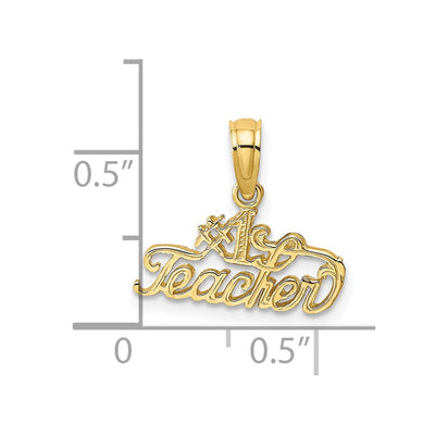 14K #1 Teacher Charm, 7.75 x 14.1mm