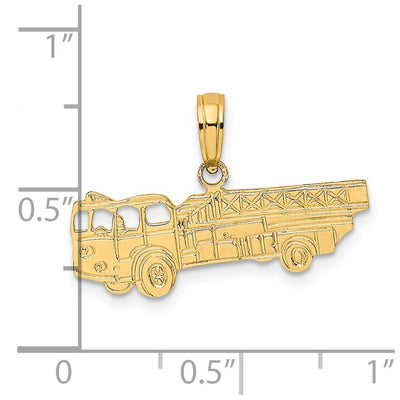 14K Fire Truck Charm, 9.3 x 24mm