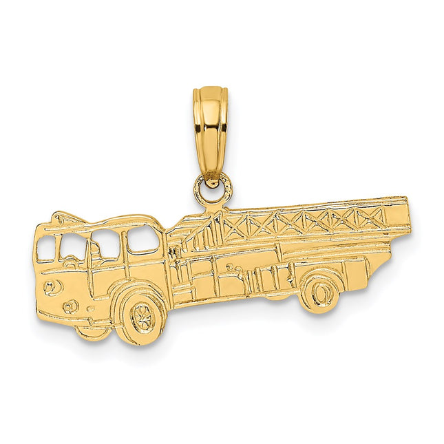 14k Fire Truck Charm, 9.3 x 24mm