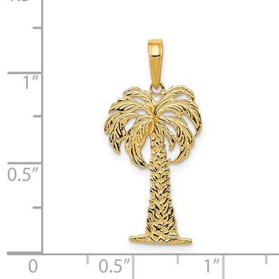 14K Palm Tree Pendant, 27 x 13.5mm