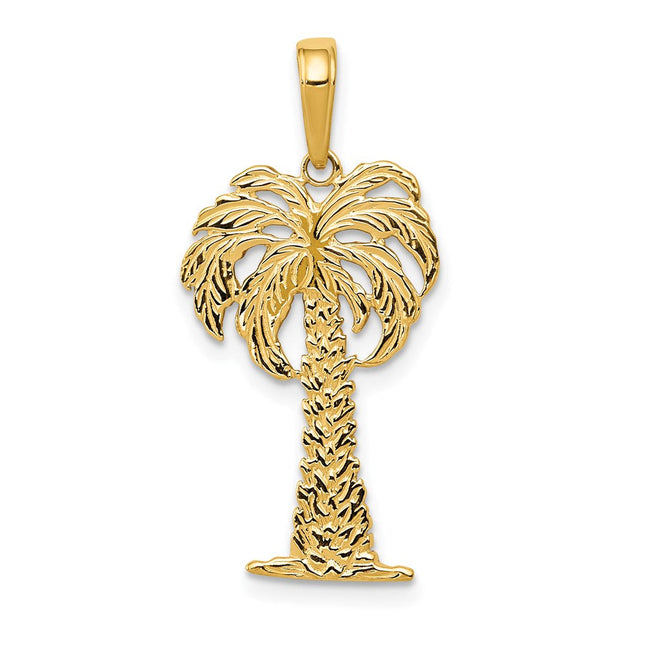 14k Palm Tree Pendant, 27 x 13.5mm