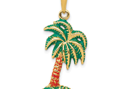 14k Enameled Palm Tree Pendant (Style K2897)