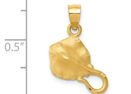 14K Stingray Pendant, 19 x 12mm