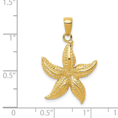 14K Textured Starfish Pendant
