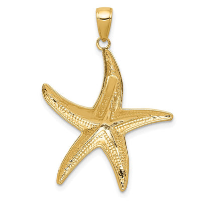 14K Diamond-Cut Starfish Pendant, 34 x 26mm