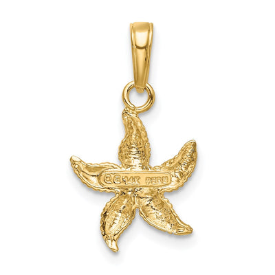 14K with White Rhodium Starfish Pendant, 19 x 12mm