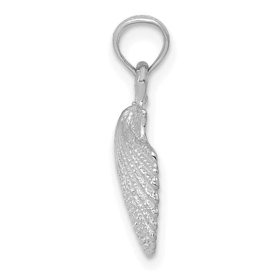 14K White Gold Scallop Shell Pendant, 19 x 12mm