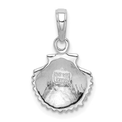 14K White Gold Scallop Shell Pendant, 19 x 12mm