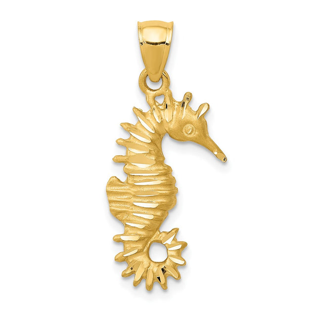 14K Seahorse Pendant, 26 x 11mm