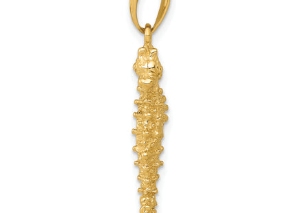 14k 3D Seahorse Pendant, 30 x 11mm