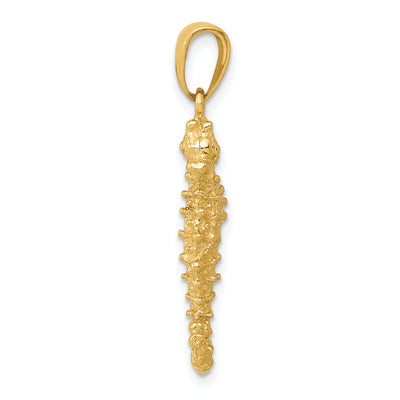 14K 3D Seahorse Pendant, 30 x 11mm