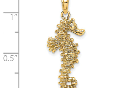 14k 3D Seahorse Pendant, 30 x 11mm
