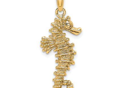 14k 3D Seahorse Pendant, 30 x 11mm