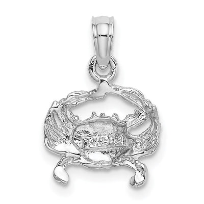 14K White Gold Blue Crab Charm, 16 x 11.7mm
