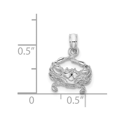 14K White Gold Blue Crab Charm, 16 x 11.7mm