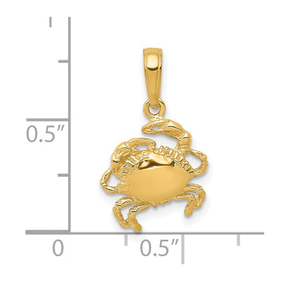 14K Crab Pendant, 19 x 11mm