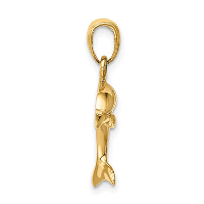 14K Jumping Dolphin Pendant, 24 x 16mm