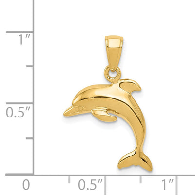 14K Jumping Dolphin Pendant, 24 x 16mm