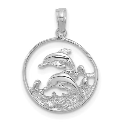 14K white gold circle pendant