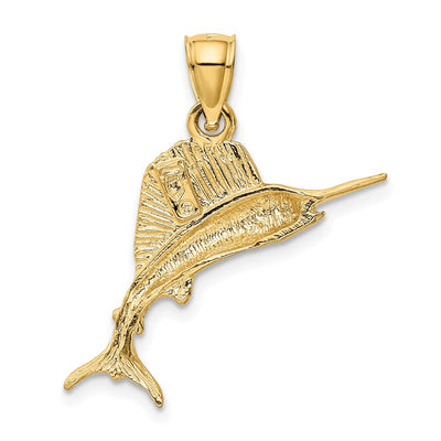14K Sailfish Pendant, 25 x 25mm