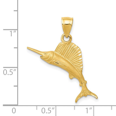 14K Sailfish Pendant, 25 x 25mm