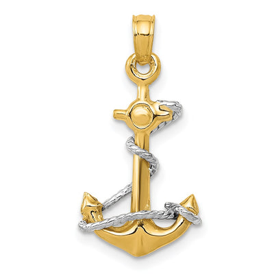 14K gold anchor pendant